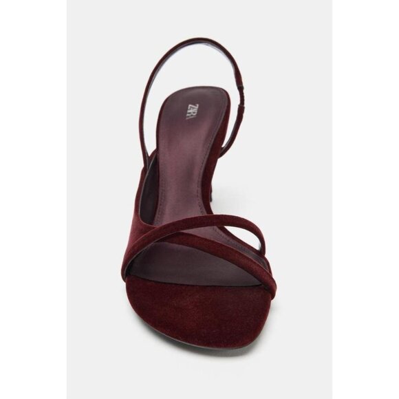 ZARA VELVET EFFECT HEELED SANDALS - Picture 4 of 5